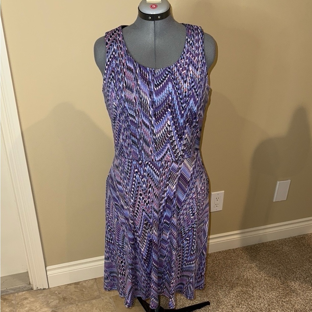 Jessica Purple and Blue Patterned Sleeveless Sundress Dress